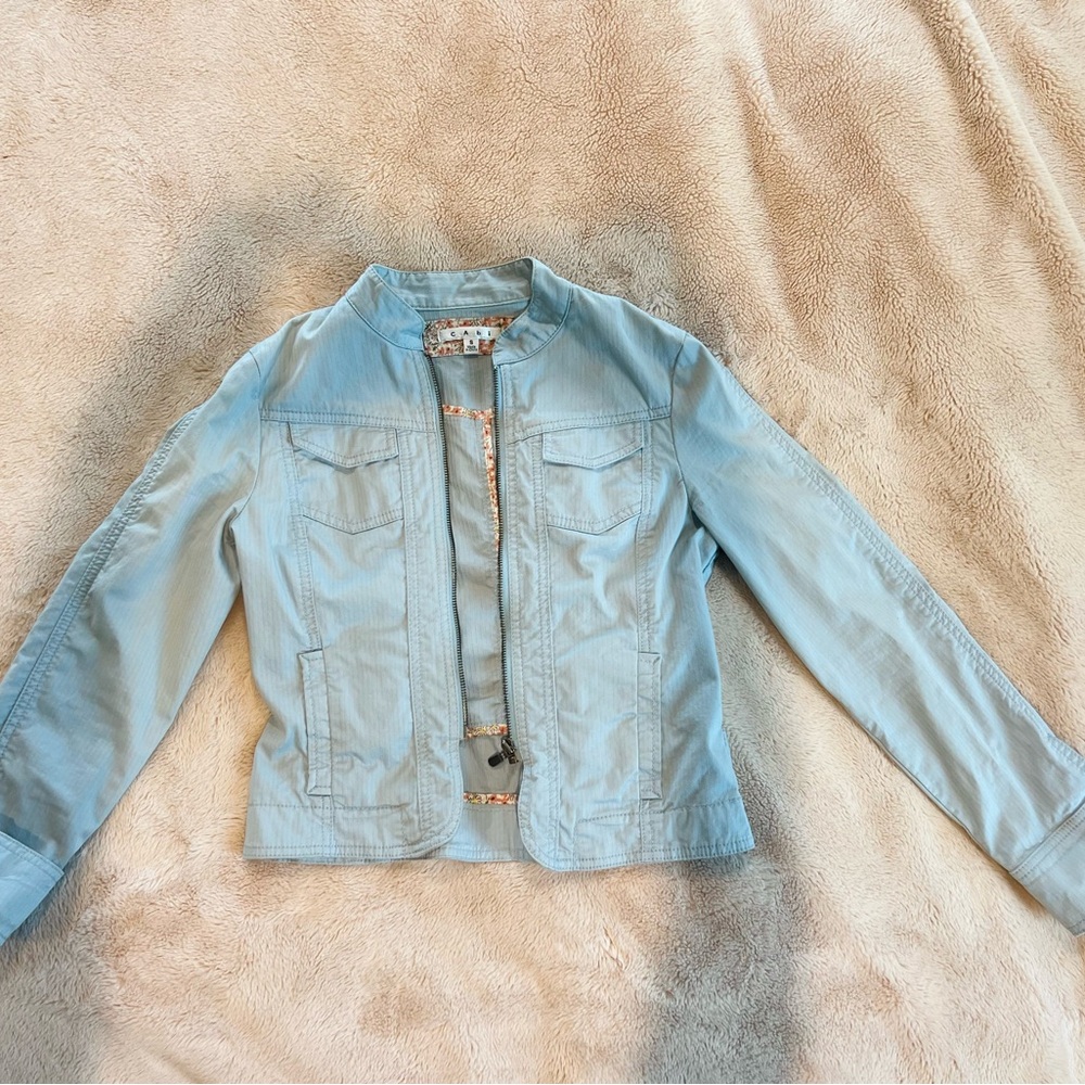 CAbi Light Blue cropped Cotton Jacket Small 925